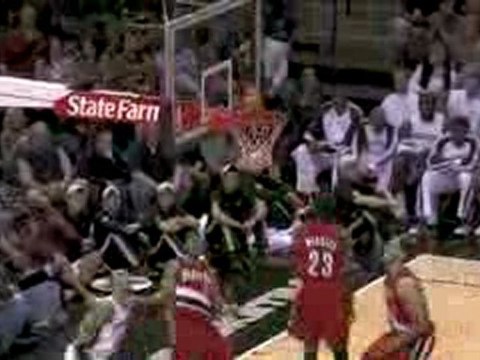 NBA Tony Parker drives to the hoop and finishes with a finge