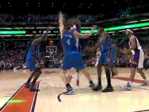 NBA Amar'e Stoudemire muscles in over Nick Collison for the