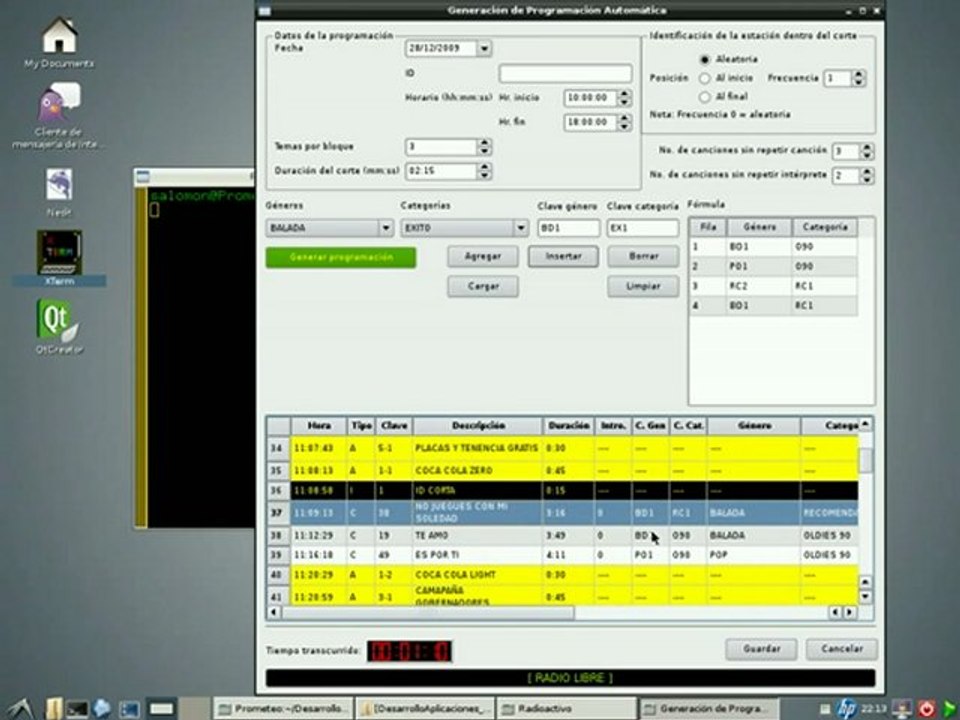 Music Scheduling con Software Libre