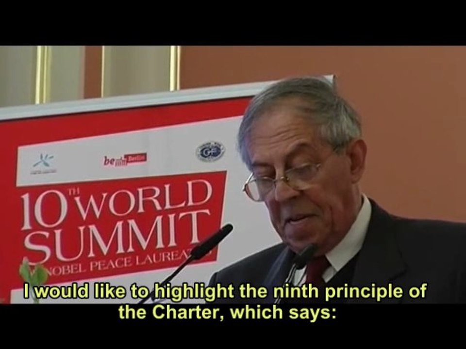 Discours Silo au 10ème sommet des Prix Nobel de la paix