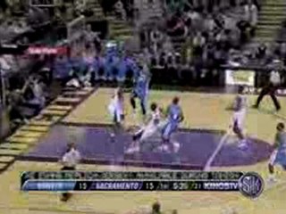 NBA Nene gets the block and Carmelo reaps the benefits on th