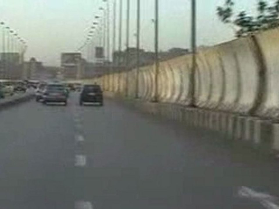 Driving acros a bridge in Cairo, Egypt