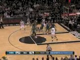 NBA Manu Ginobili assists Tim Duncan on the give-and-go and
