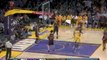 NBA Pau Gasol spins around his opponent and finishes with a