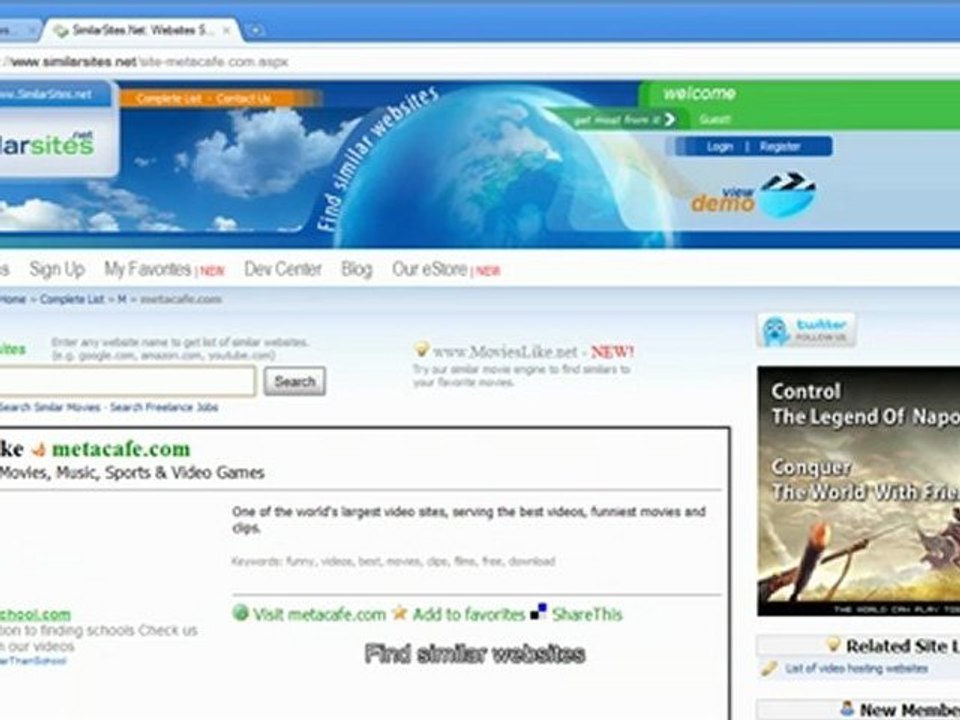 How to find websites similar to youtube.com