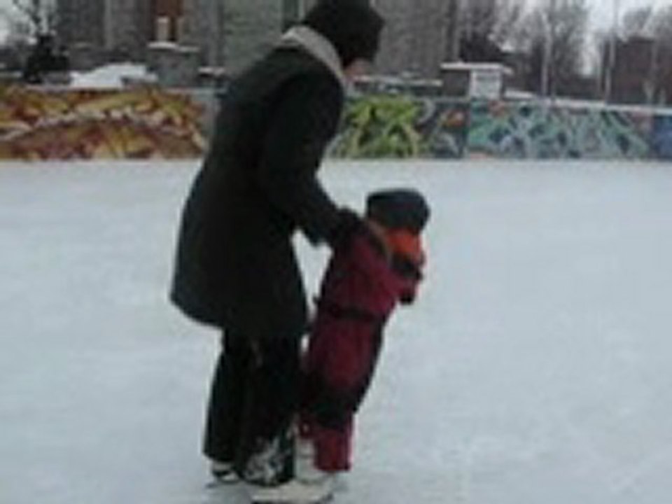 Marilou et moi en patins au Parc Lafontaine