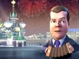 Medvedev Putin dance new year cartoon 2010