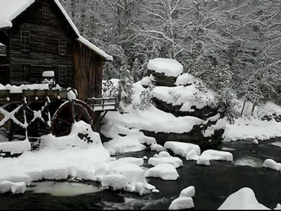 Grist Mill Winter Postcard Scene