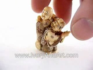 Mammoth ivory Netsuke - Buddha & Daikoku
