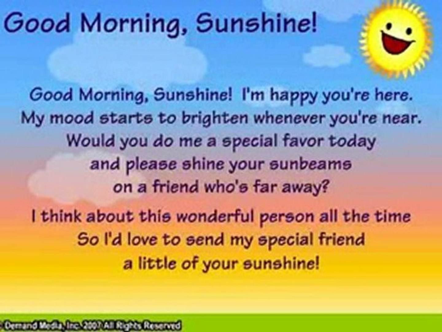 Good Morning, Sunshine - video Dailymotion
