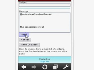 Send a note from your mobile to a friend's label via hotmail