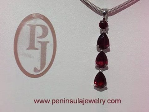 Red Garnet Sterling Silver Pendant by Peninsula Jewelry