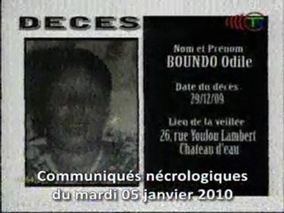 Communiqués nécrologiques du 05-01-10