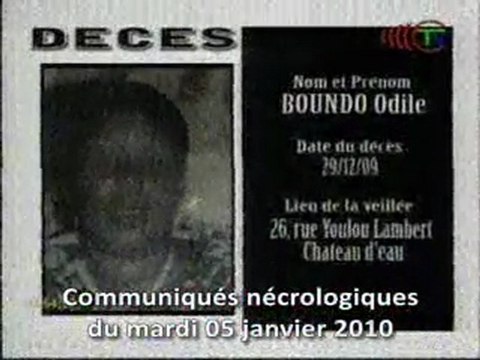 Communiqués nécrologiques du 05-01-10