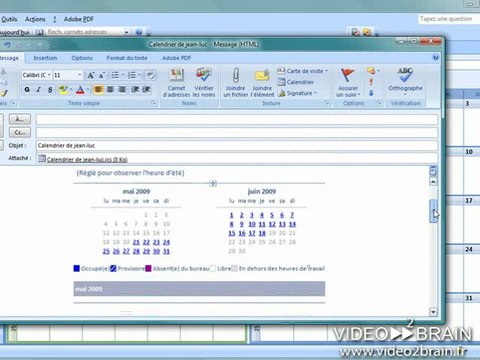 Outlook 2007 : Envoyer un calendrier par mail