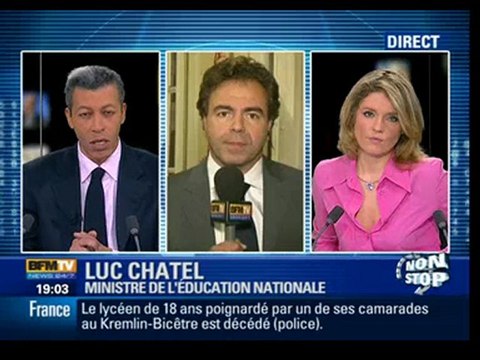 Luc Chatel sur BFM TV - Lycée Darius Milhaud - 9 janv. 2010