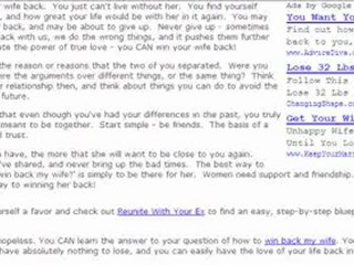 Is it Possible to Win Back My Wife ?