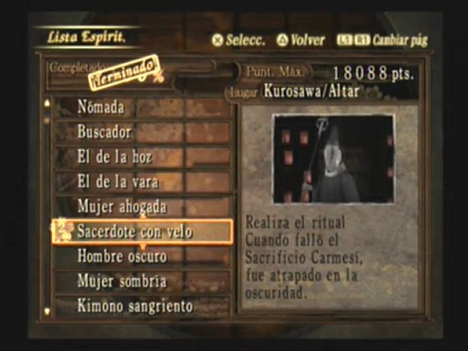 lista de espiritus completa fatal frame 2