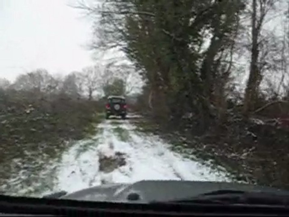 land rover DEFENDER & jeep WRANGLER in the SNOW