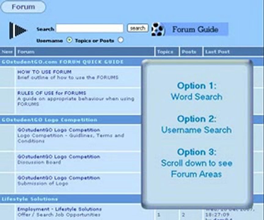 GOstudentGO Forum How to use