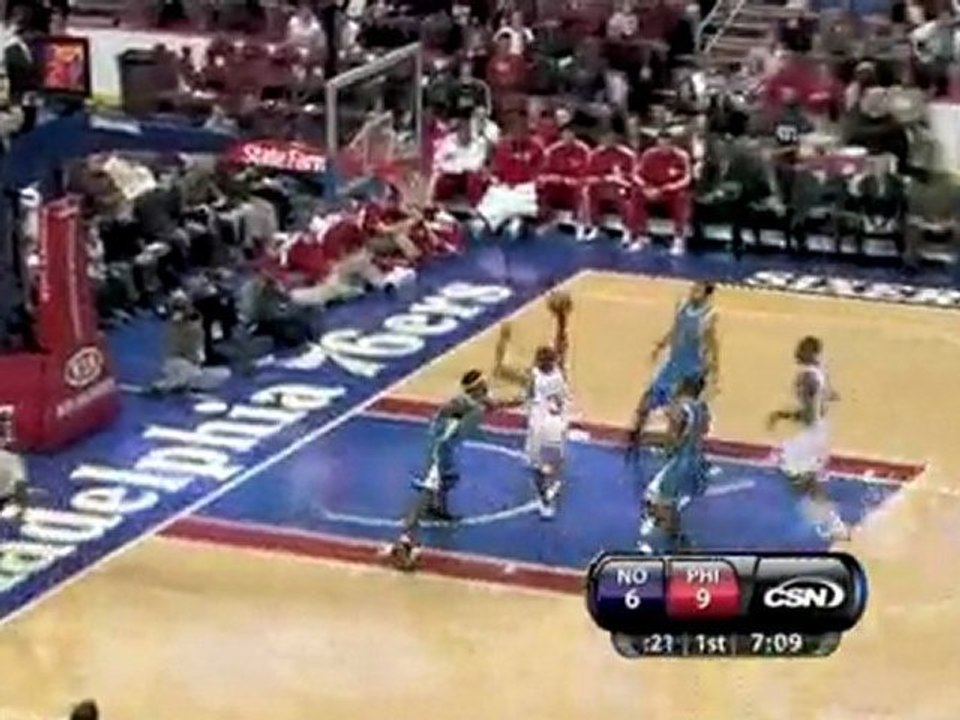 Samuel Dalembert blocks David West's shot off the backboard