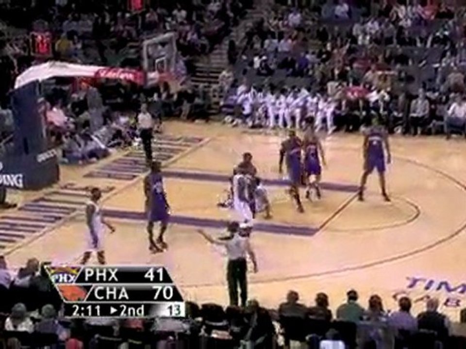 Earl Clark comes up with a big block on Derrick Brown.