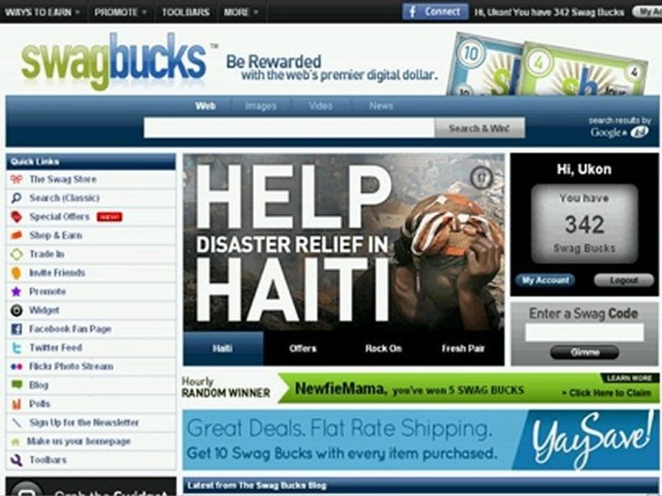 Earn 10 Swag Bucks Everyday