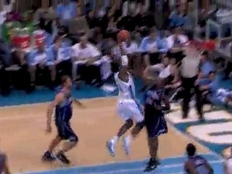 Nene slashes to the rim and throws down a big one-handed jam