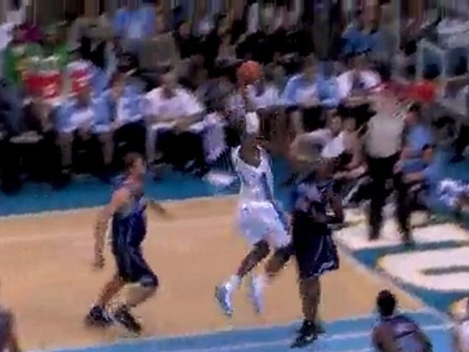 Nene slashes to the rim and throws down a big one-handed jam