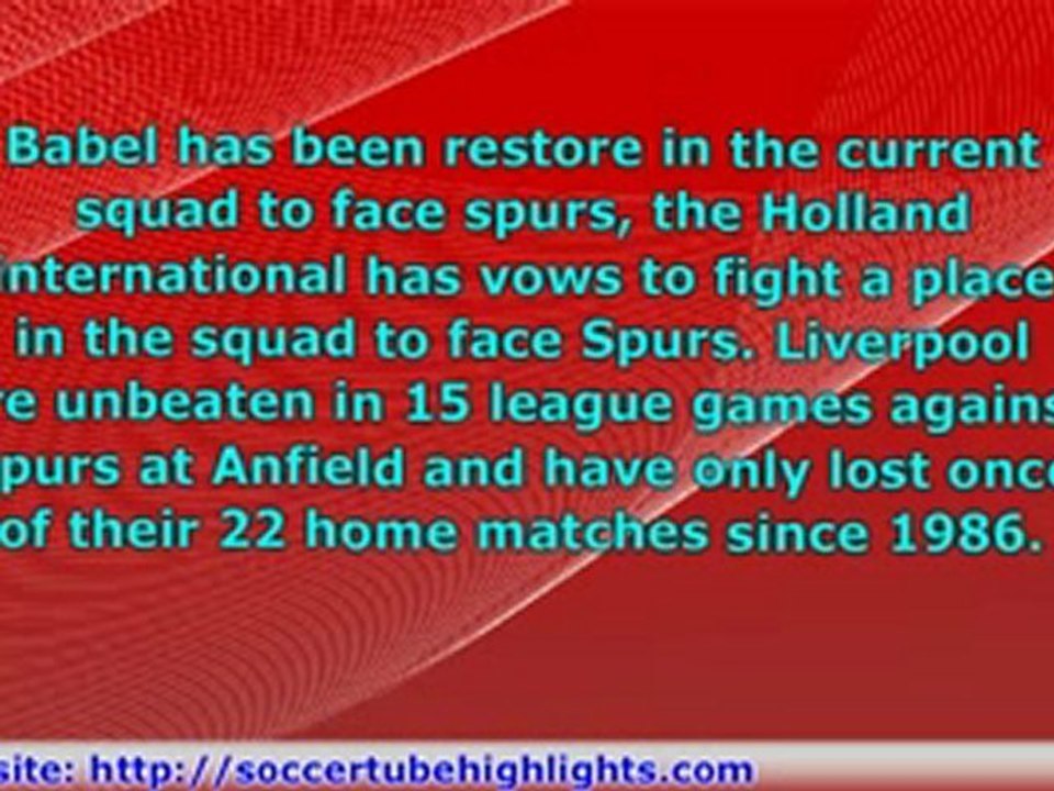 Liverpool  vs  Tottenham Hotspur 20 Jan 2010