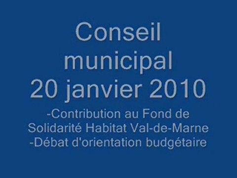 Conseil municipal du 20 janvier 2010 finances 1