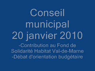 Conseil municipal du 20 janvier 2010 finances 1