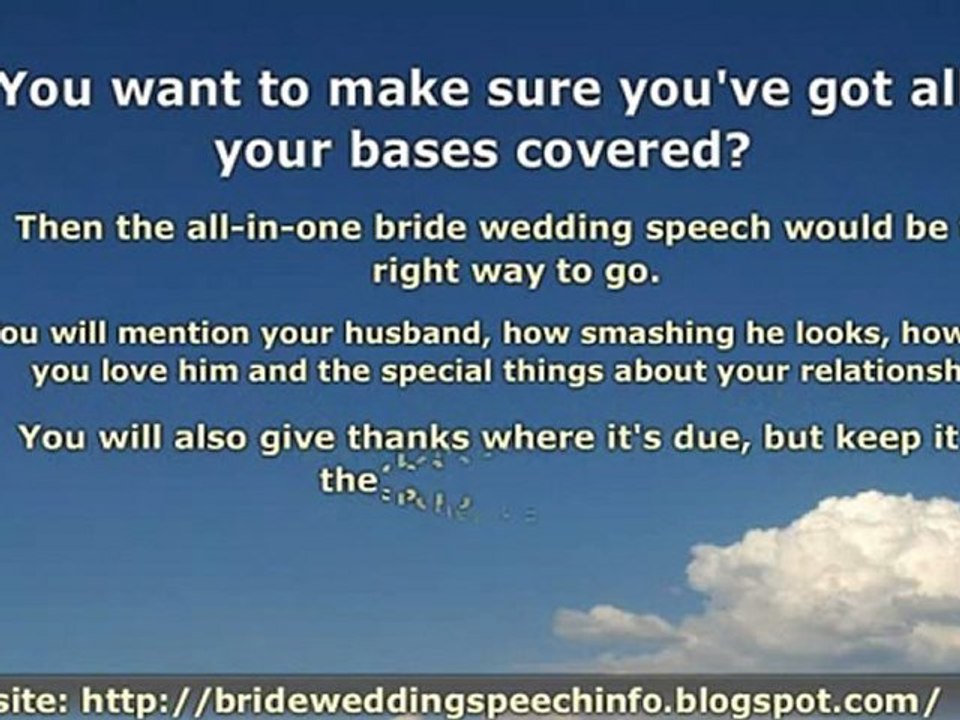 Bride Wedding Speech - Why Should I Give One?