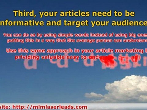 MLM Article Marketing Success Tips With Four Key Marketing S