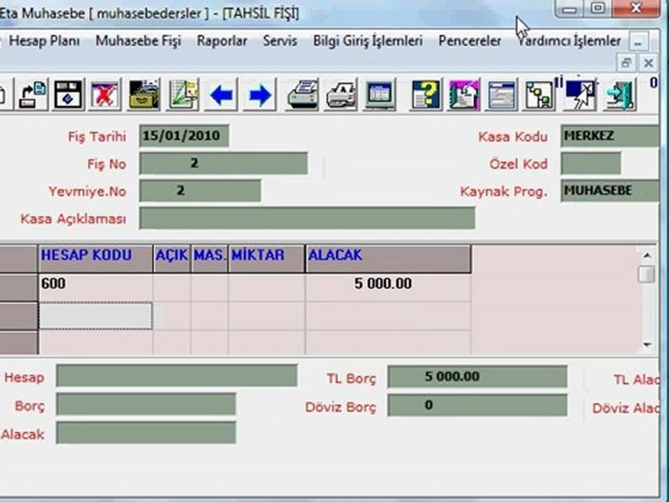 eta muhasebe fişleri, muhasebe kayıtları