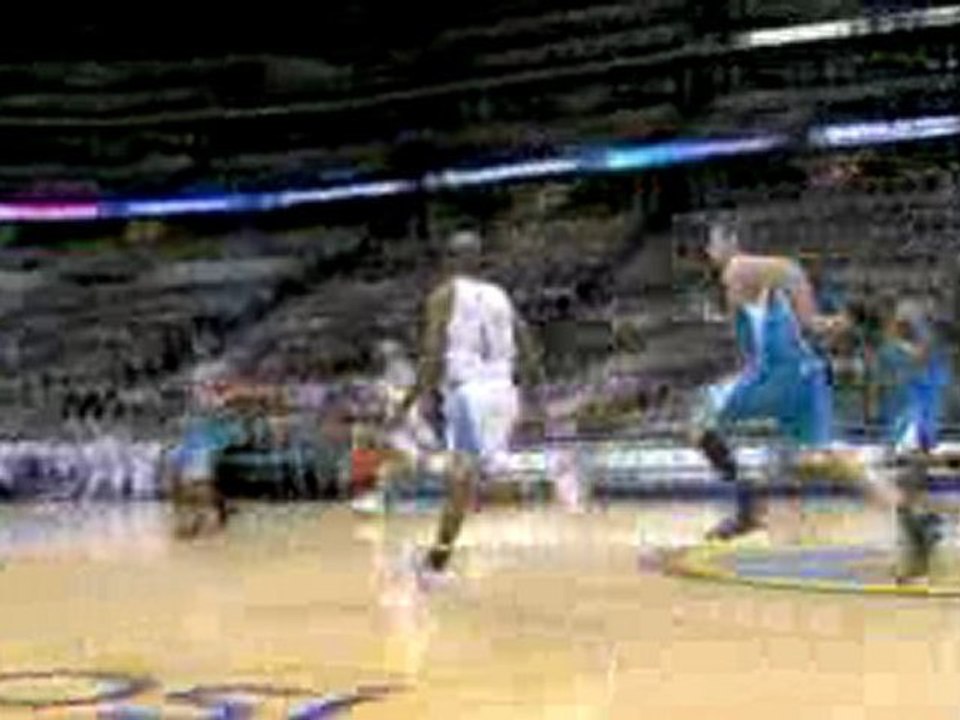 Chauncey Billups throws a wonderful pass to Kenyon Martin, w
