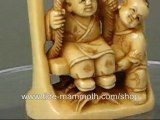 mammoth ivory netsuke figurine two kids playing swing H1512