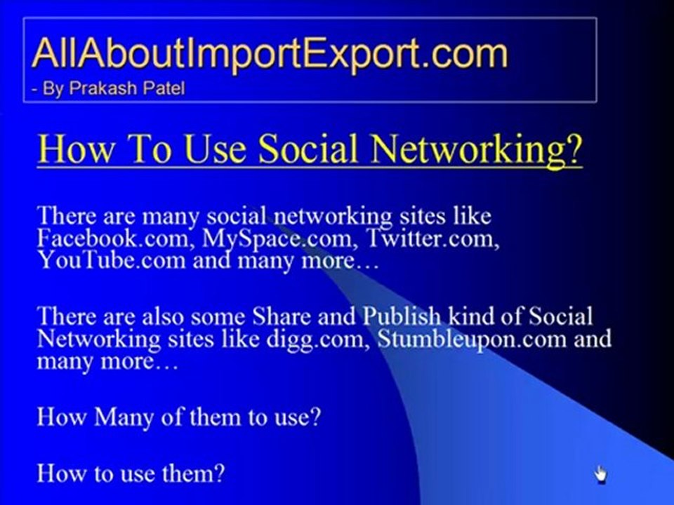Online Social Media Networking video for Import Export Busi