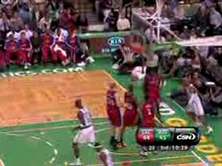 Ray Allen does a fancy spin move on the break and gets the l