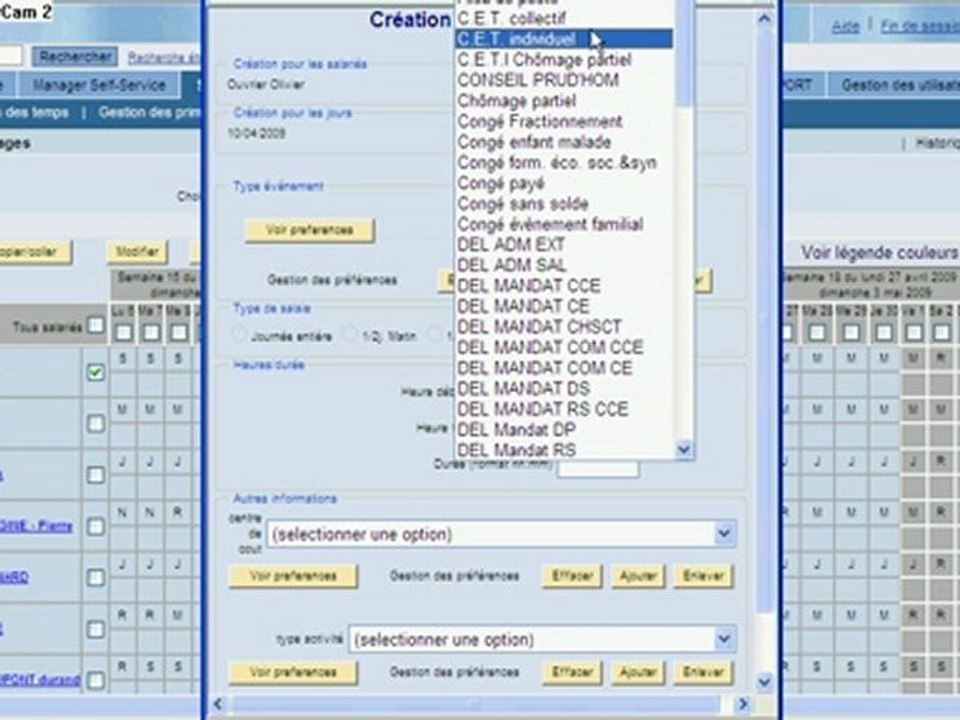 Gestion de planning