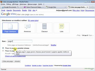 google site modifier créer une page