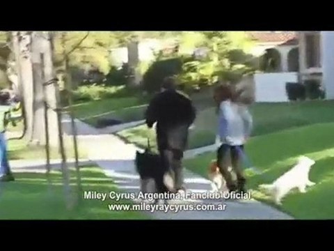 Miley Cyrus - Walking her puppy with her dad - 27.01.2010