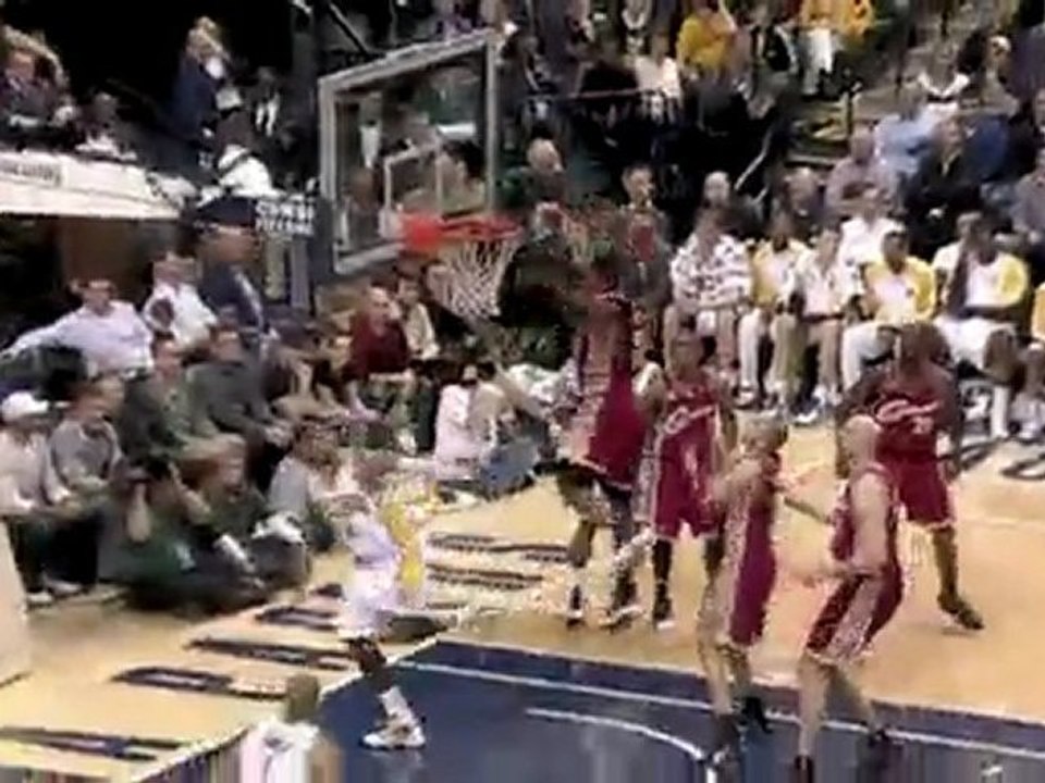 LeBron James gets the emphatic block on Danny Granger