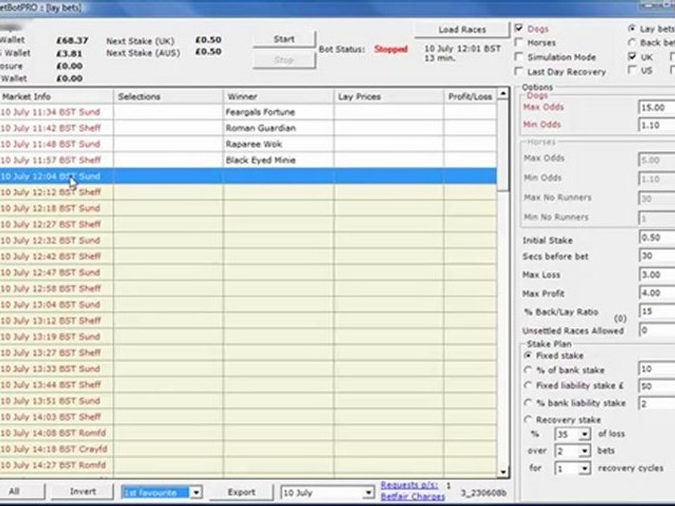 Betbotpro for Betfair Version 3 Software