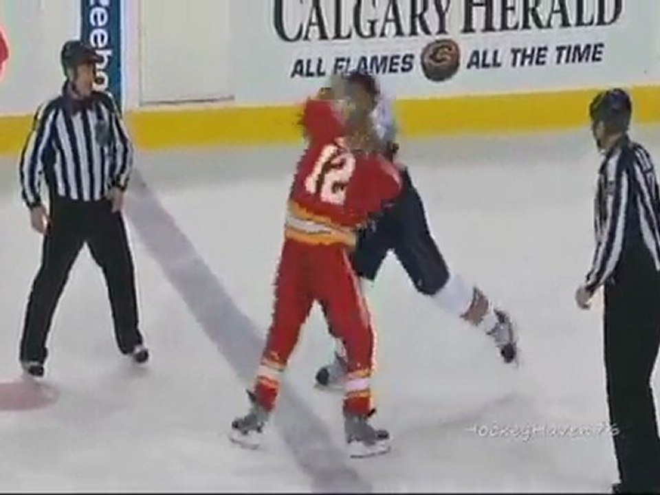 Sheldon Souray Oilers Vs Jarome Iginla Flames Hockey Fight