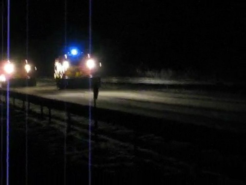 Déneigement en tandem sur autoroute A29 (nuit du 31-01-2010)
