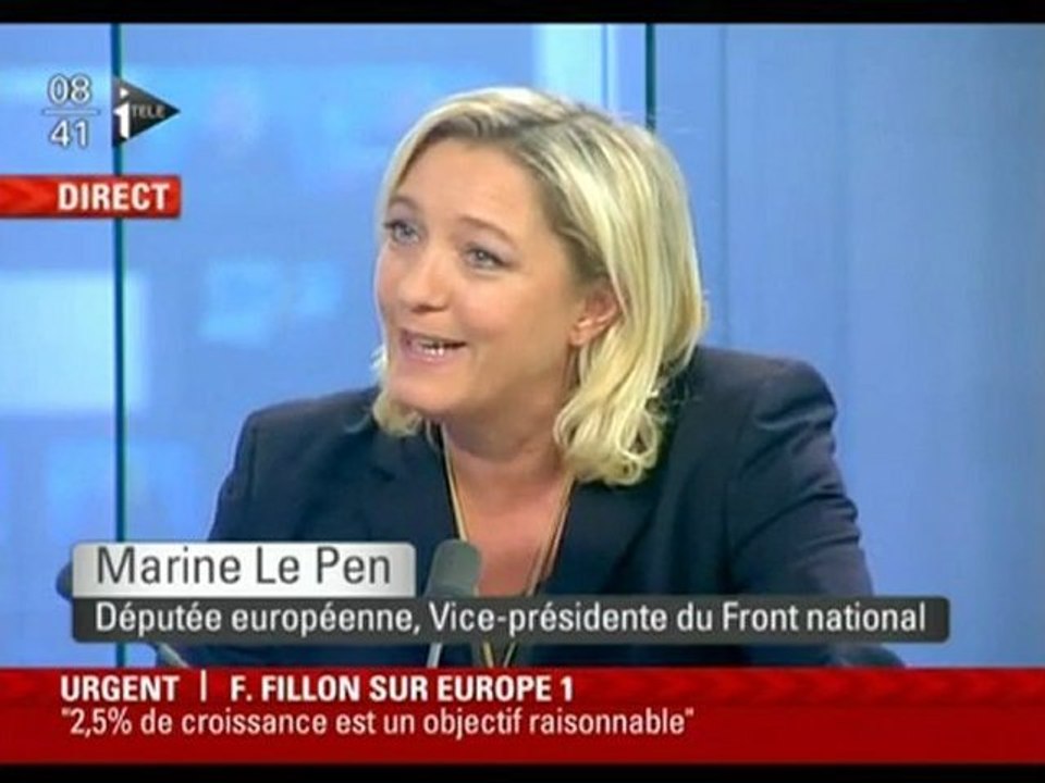 Marine LE PEN invitée de Laurent BAZIN iTELE
