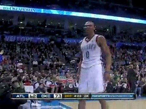 Russell Westbrook swipes the ball and then races the other w