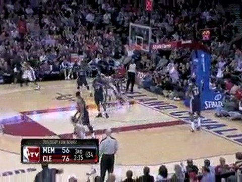 LeBron James drives through the defense and slams one home.
