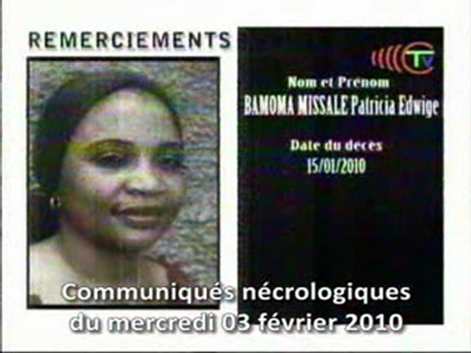 Communiqués nécrologiques du 03-02-10